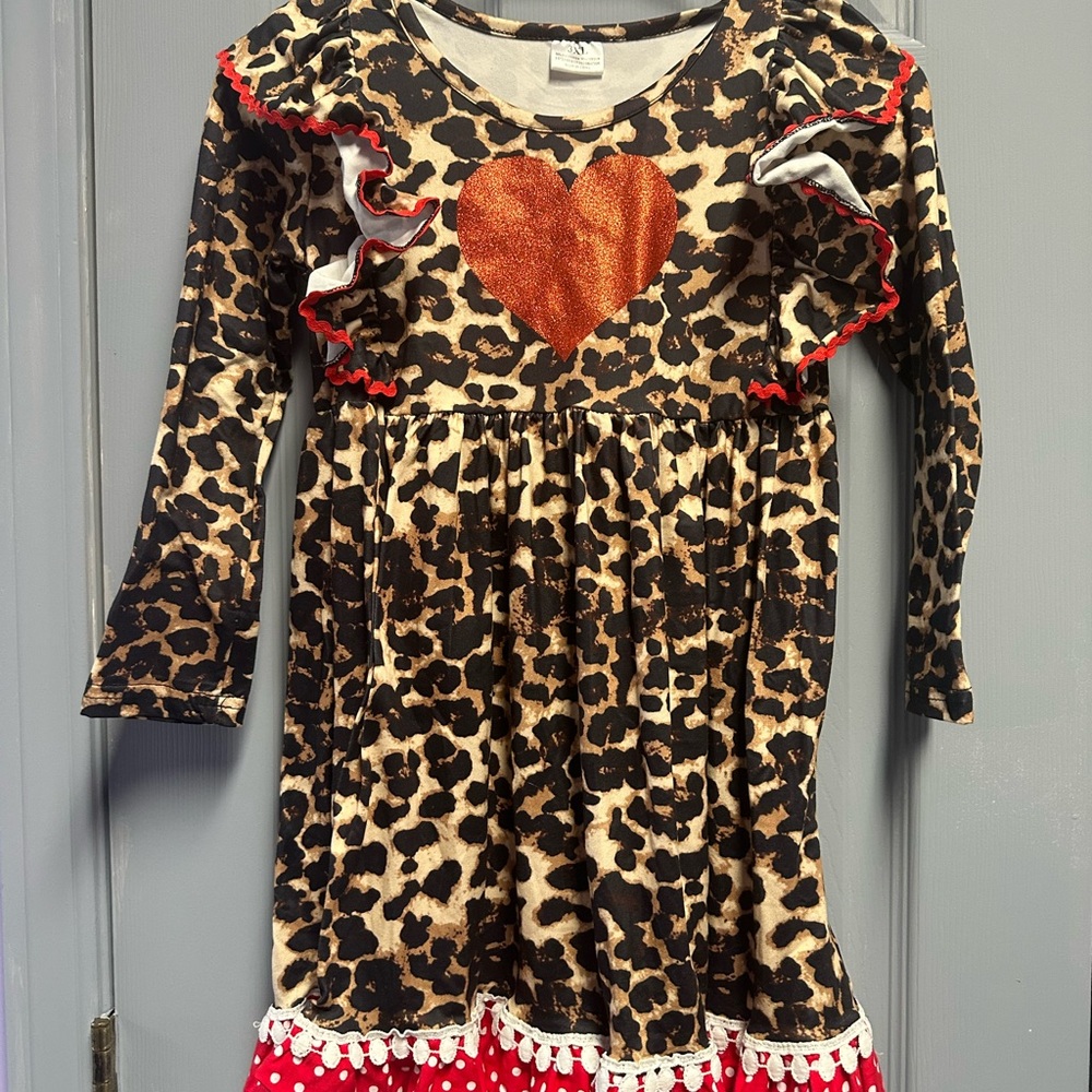 Leopard Print Dress with Heart Accent